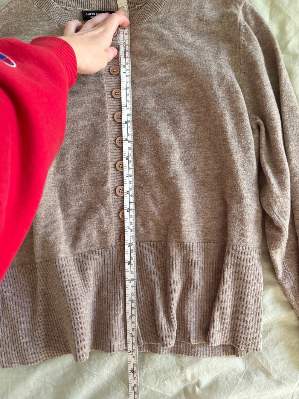 SHEIN tan Button-Front Sweater - Picture 3 of 6